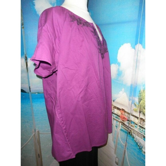 NEW by BASIC EDITIONS, GORGEOUS PURPLE PEASANT BLOUSE, TOP, SHIRT  PLUS SIZE 2X - Picture 4 of 12